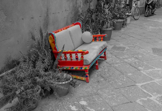 A bench with some colour
